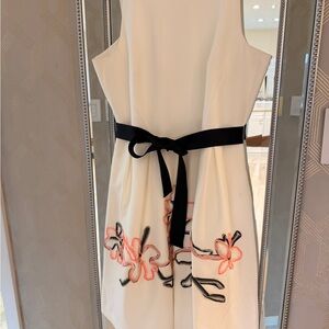 RW&CO. White Midi Dress with Black and Pink Floral Accents size 4